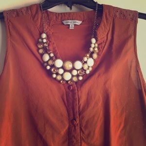 Naked Zebra eyelet lace button down tank